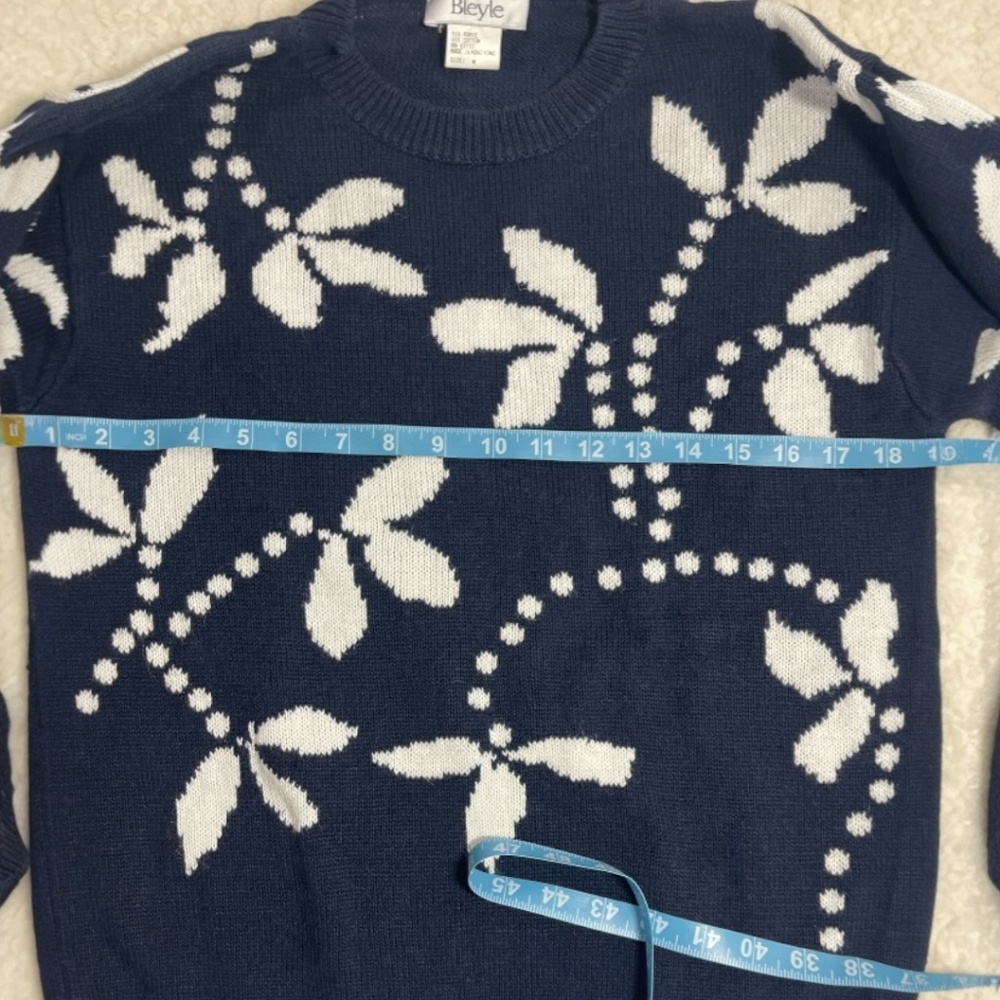 Vintage 90s Bleyle Ramie Cotton Sweater –Black Botanical Size M - Picture 5 of 9